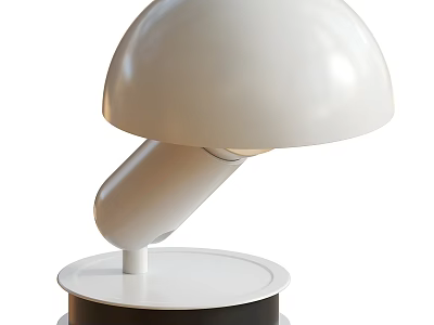 White Mushroom Shaped Table Lamp With Circular Base And Modern Design 3d model