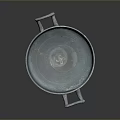 Simple Blue Gray Metal Tray With Two Handles And Textured Surface