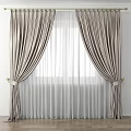 Beige Velvet Curtains With Sheer Layers And Gold Tiebacks For Elegant Window Decoration