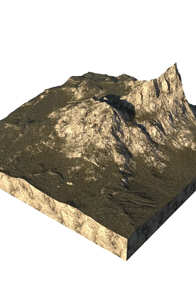 Scenic Mountain Landscape With Rocky Terrain Lush Vegetation And Sharp Peaks 3d model