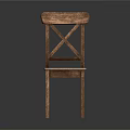Wooden Dining Chair With Cross Back Design And Light Colored Padded Seat