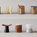 Modern Stylish Stools With Various Designs Wooden Metal And Leather Materials