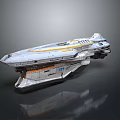 Futuristic Silver Spacecraft With Orange Accents And Aerodynamic Sci Fi Design