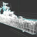 Gray Warship Naval Vessel With Upper Deck Radar Systems And Red Bottom 3d model