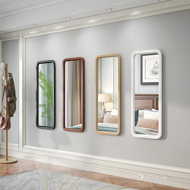 Four Wall Mirrors With Diverse Frames For Home Interior Decor 3d model
