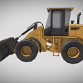 Yellow Heavy Duty Loader With Large Front Bucket And Black Tires Cab