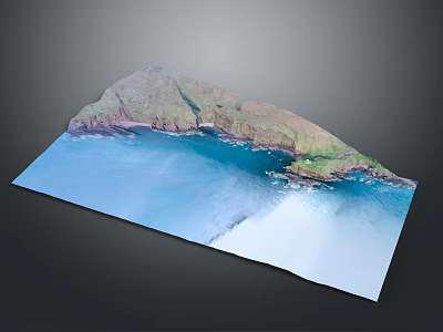 Tropical Island Garden Landscape With Lush Green Vegetation And Clear Blue Seawater Along Rocky Coastline 3d model