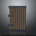 Pink Vertical Slat Door With Gray Frame Silver Handle And Decorative Strips