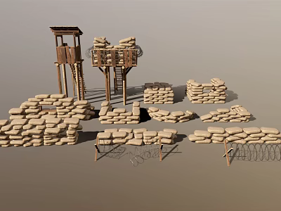 Durable Sports Equipment Including Sandbags Watchtower Wooden Frames And Springs For Training 3d model