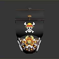 Colorful Lego Pirate Ship Model With Black Sails Skull Flags And Yellow Figurehead