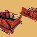 Red Armored Vehicle Model With Tracks Cannon And Interior Details