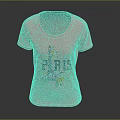 Pink Casual T shirt With Eiffel Tower PARIS Lettering And Floral Accents
