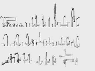 Modern faucet combination 3d model