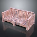 Outdoor Wooden Bench With Slatted Backrest And Armrests For Garden Patio