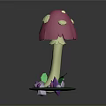 Pink Mushroom Plant With Umbrella Cap Yellow Spots And Stem Green Base Purple Pink Decorations