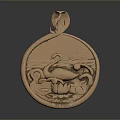 Elegant Gold Pendant Necklace With Intricate Swan Carving And Lotus Design