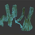 Green Moss Covered Plant Branches With Irregular Shapes And Natural Texture