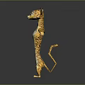 3D Animated Cat Character With Yellow Spotted Fur White Belly Standing Pose Arms Outstretched