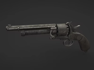 Vintage Revolver Handgun With Classic Design And Worn Metal Texture 3d model