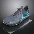 Modern Gray and Blue Casual Shoes With Mesh Design Laces And Blue Sole Details