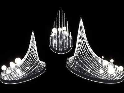 Modern Unique Curved Wire Frame Outdoor Lights With LED Bulbs And Warm Glow 3d model