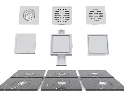 Bathroom Accessories Floor Drains And Drain Covers With Square And Circular Design Stainless Steel Material 3d model