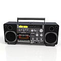 Vintage Black Boombox With Large Speakers Carry Handle And Control Knobs