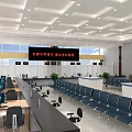 Spacious Bright Smart Service Hall With Service Windows Blue Seats And Computer Equipment