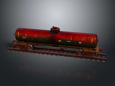 Industrial Red Tank Car on Rail Tracks for Industrial Transport 3d model