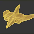 Golden Metallic Sculpture With Winged Design And Circular Openings For Modern Decor