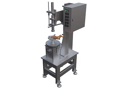 Industrial Stainless Steel Mixing Equipment with Control Panel and Stand Base 3d model