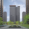 Modern High Rise Residential Building Exterior With Glass Curtain Walls Balconies And Green Lawn Trees