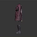Fashionable Magenta Coat Outfit With Gray Vest Dress And Long Gray Boots
