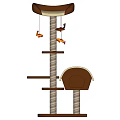 Cat Tree Decorative Ornament Set Multi Level Spiral Steps Brown Beige Cat Bed Hanging Toy