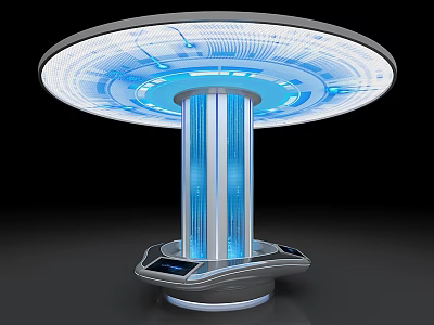Modern Interactive Public Facility With Circular Blue Lit Top And Digital Interface 3d model