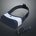 Blue And White VR Headset With Ergonomic Headband And Wireless Controller 3d model