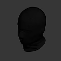 Black Knit Balaclava Hat With Eye And Mouth Holes Design On Gray Background Shadow