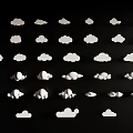 Wall Decor White Cloud Shaped Decorative Pieces on Black Background Neatly Arranged Modern Home Decoration