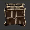 Bedroom Bed With Brown Bedding White Line Pattern Black Iron Headboard And Chevron Pillows