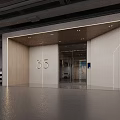 Modern Parking Garage Entrance With Number 35 Glass Doors White Walls And Wooden Accents