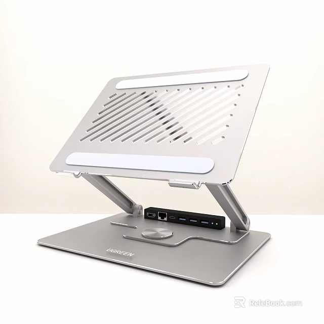 Modern Iron Art Laptop Stand With Hollow Design USB Ports And Stable Support 3d model 