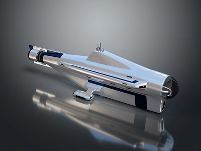 Modern Military Submarine with Silver Blue Exterior and Streamlined Naval Structure 3d model