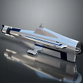 Modern Military Submarine with Silver Blue Exterior and Streamlined Naval Structure