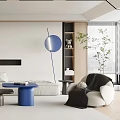 Modern Minimalist Living Room With Sofa Colorful Tables And Plants