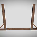 Wooden Support Frame With Vertical Legs Horizontal Beam And Triangular Braces