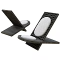 Modern Leisure Chairs With Black Grid Frame And White Cushion Design