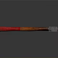 Vintage Axe Weapon With Metal Head And Red Brown Wooden Handle On Smooth Surface