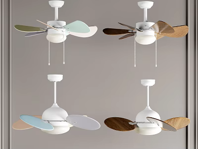 Modern Ceiling Fans With Different Design Colorful Blades And White Base 3d model