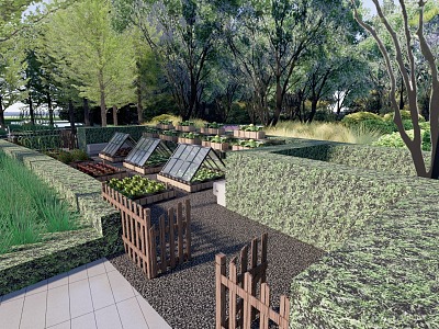 Modern Garden Landscape Park Crop Experience Area model