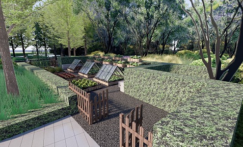 Modern Garden Landscape Park Crop Experience Area 3d model